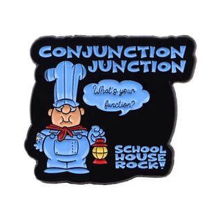 Conjunction Junction Schoolhouse Rock Enamel Pin – Retro 70s Nostalgia Accessory